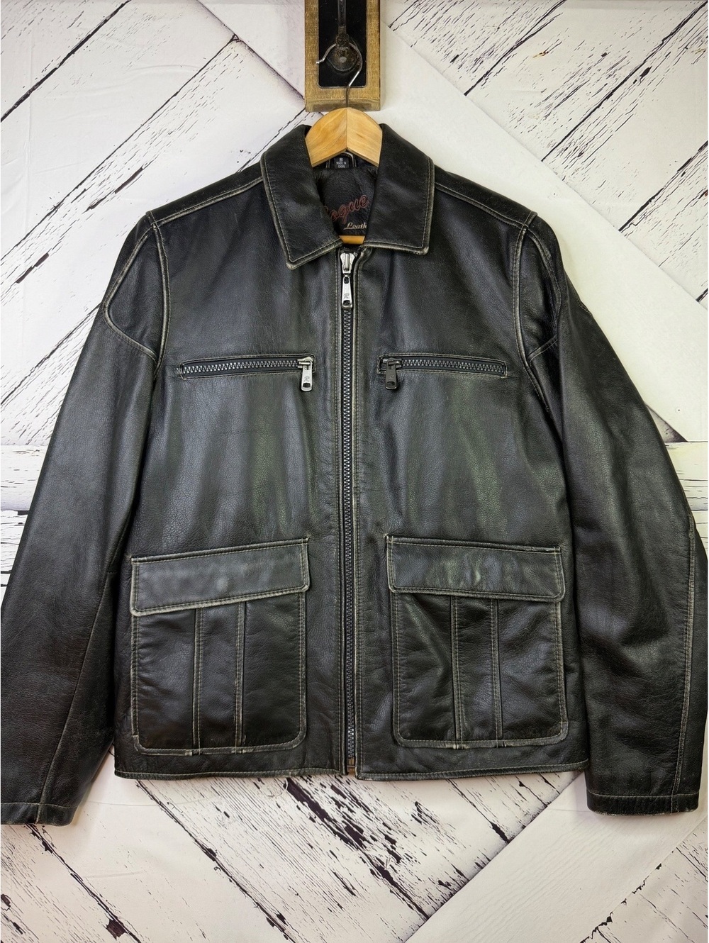 VTG Rogue Leather Jacket by Reilly Olmes Rugged Utility Men’s Small Moto Bomber